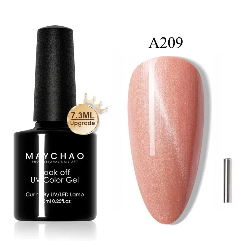 MAYCHAORomantic Galaxy Cat Eye Gel Nail Polish With Magnet Soak off UV Holographic Magnetic Rainbow Gel Polish for Nail Manicure Blushimmer