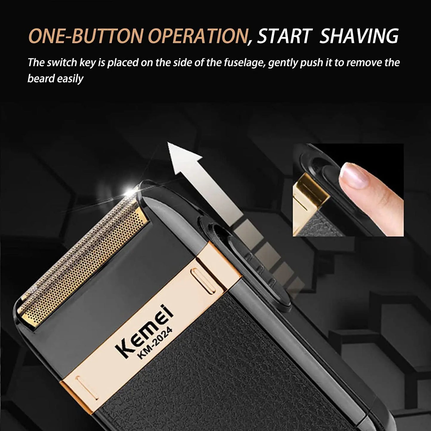 Kemei Twin Blade Waterproof Reciprocating Cordless Razor USB Rechargeable Shaving Machine Electric Shaver for Men Barber Trimmer Noventix