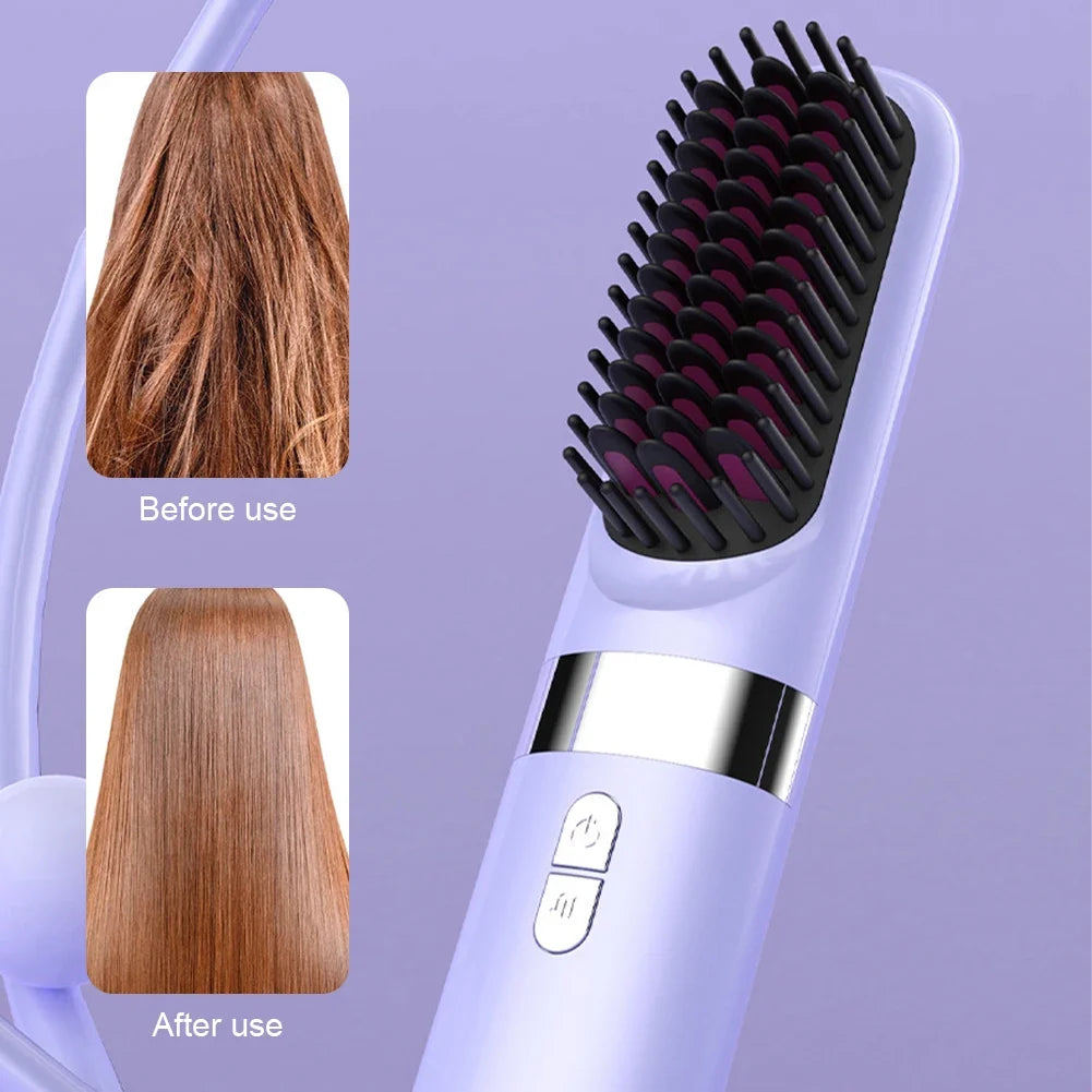 Wireless Hair Straightener Hot Comb Ceramic Heating Professional Electric Brush smoot hairstyle Iron Negative Ion Hair Care Comb Noventix
