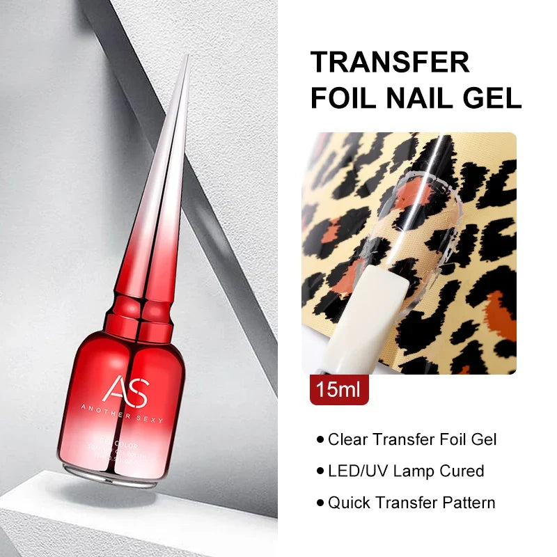 AS 15ml Transfer Foil Gel Nail Polish Soak Off Led Uv Gel Varnish Fast Dry Star Sticker Glue Stamp Gel Blushimmer