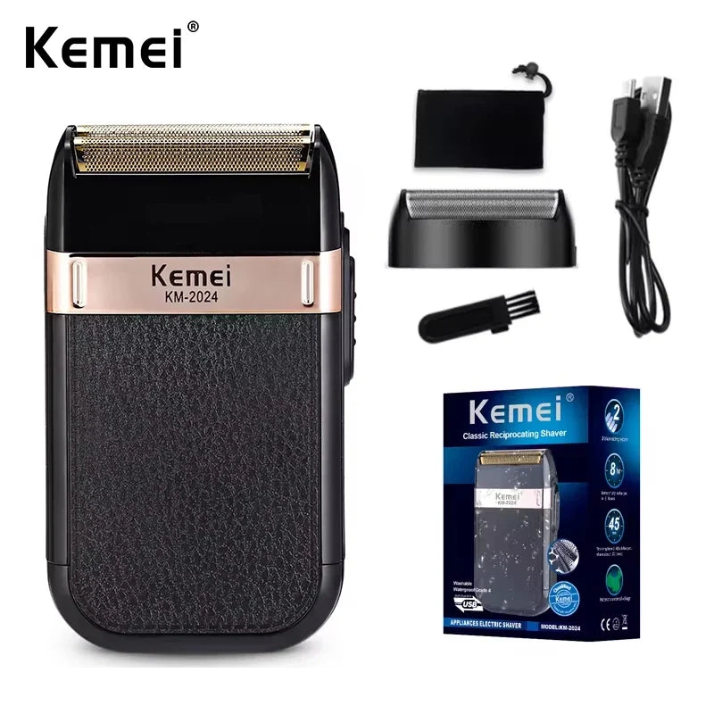 Kemei KM-2024 USB Charging Electric Shaver For Men Reciprocating Twin Blade Razor Shaver Beard Trimmer Shaving Machine Noventix