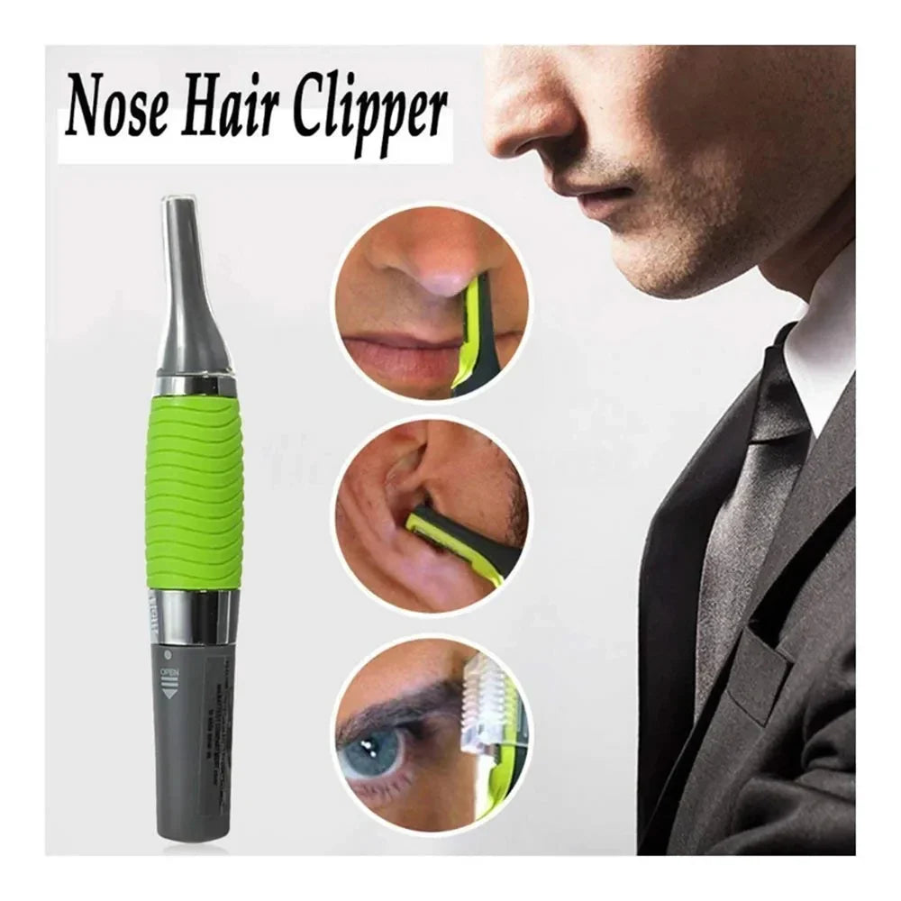 2-in-1 Facial Hair Trimmer, Unisex Nose Hair Trimmer Suitable for Nose Hair, Ear Hair, Eyebrows, and Chin Hair - Battery-Powered Noventix