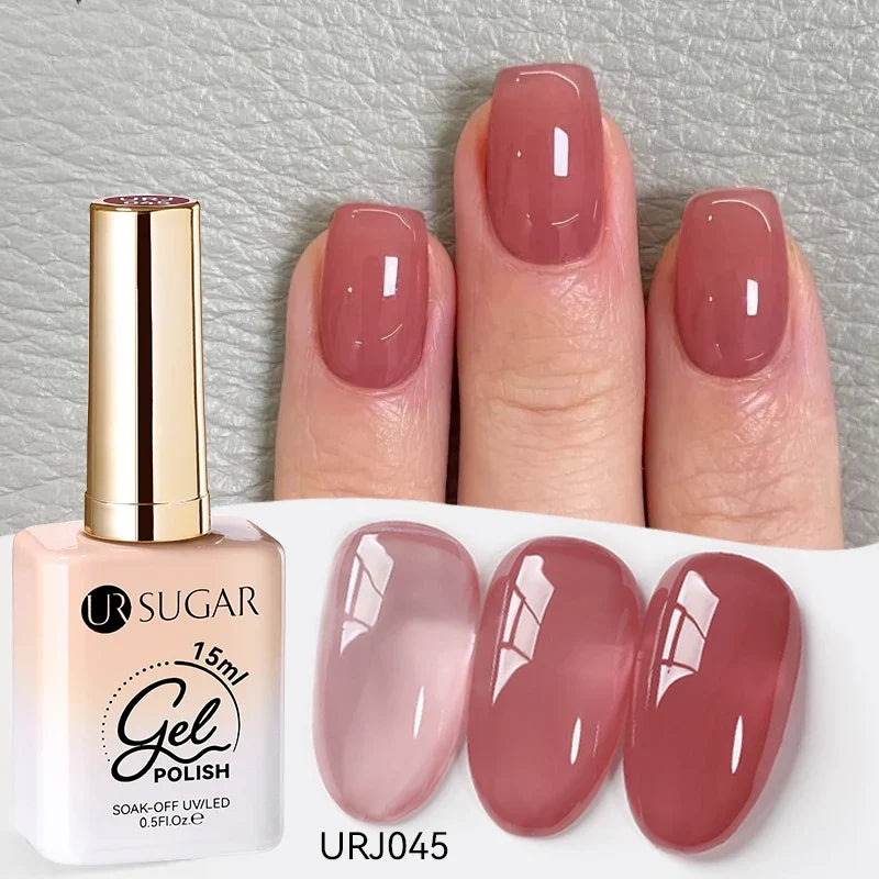 UR SUGAR 15ml Jelly Milky White Translucent Color Gel Polish Semi Permanent UV Gel Nail Art Soak Off Gel Varnish Latest Fashion Blushimmer