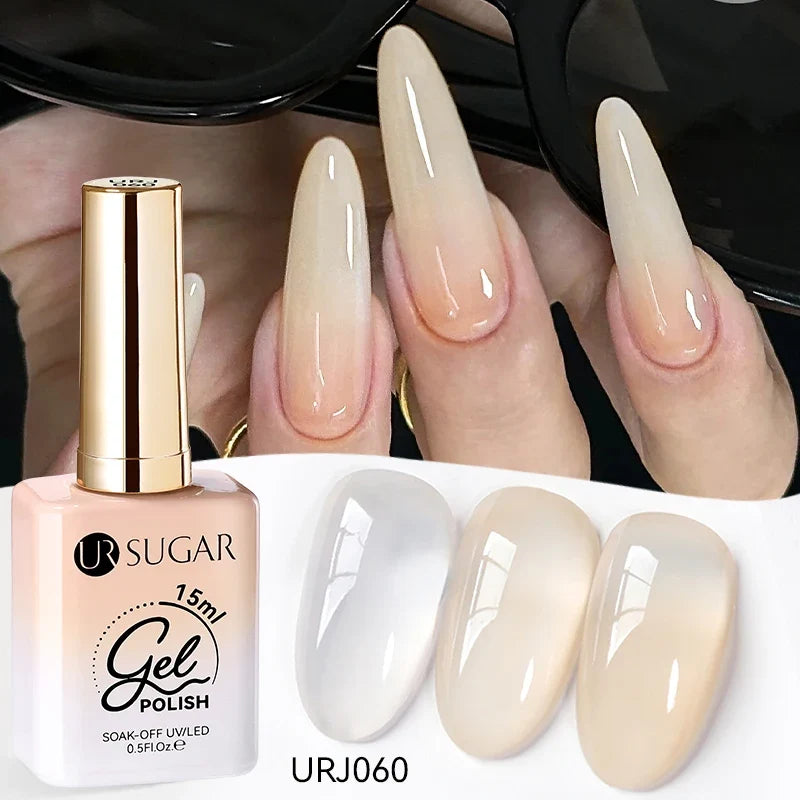 UR SUGAR 15ml Jelly Milky White Translucent Color Gel Polish Semi Permanent UV Gel Nail Art Soak Off Gel Varnish Latest Fashion Blushimmer