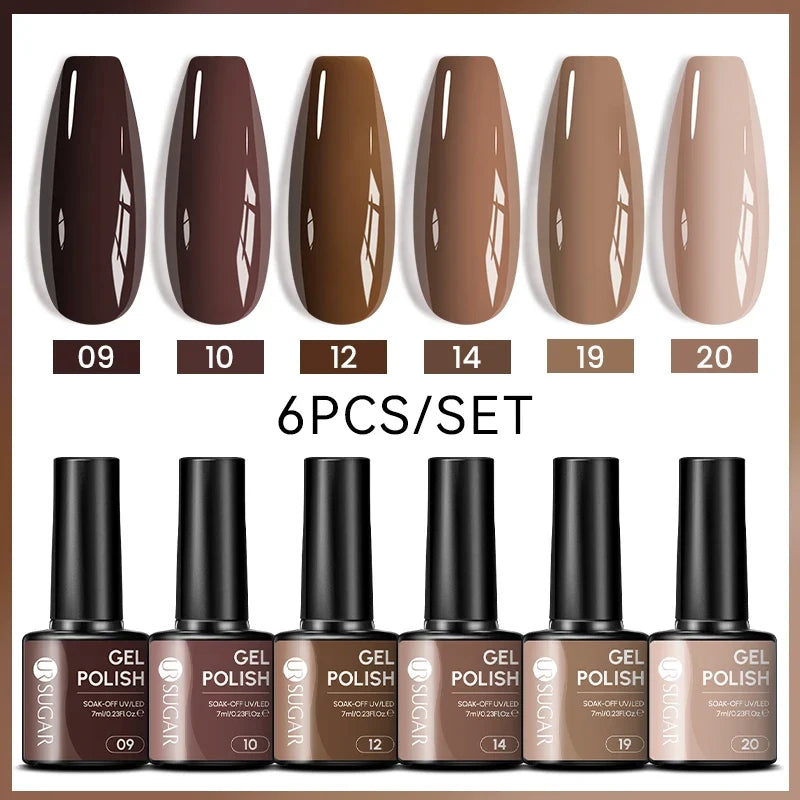 UR SUGAR 7ml All Season Gel Nail Polish Set Nude Pink Red Glitter Semi Permanent UV Gel Kits All For Manicure Soak Off Vernis Blushimmer