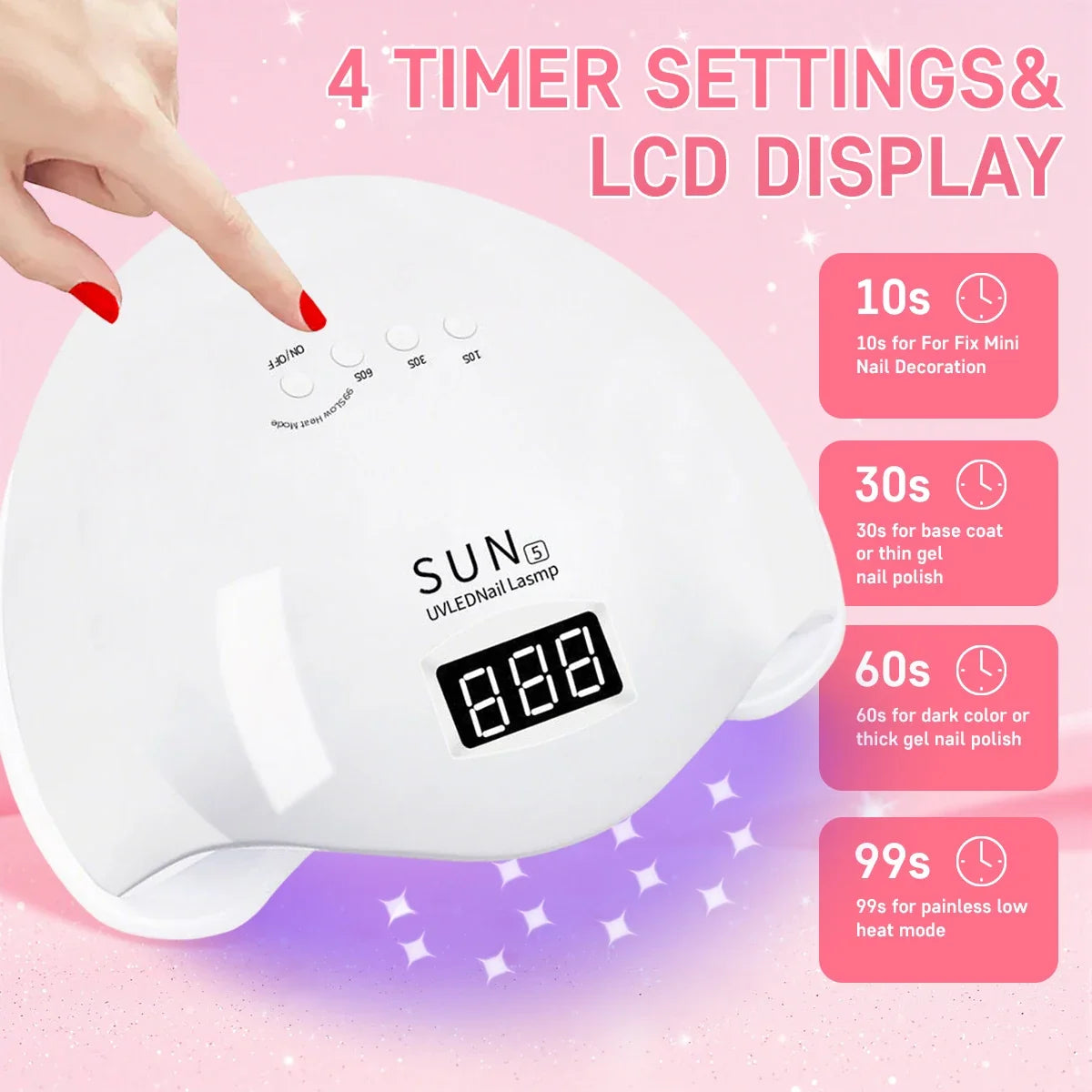 SUN5 UV LED Nail Lamp 48W Nail Dryer For Curing Gel Nail Polish With 4 Timer Automatic Sensor LCD Display Professional Nail Lamp Blushimmer
