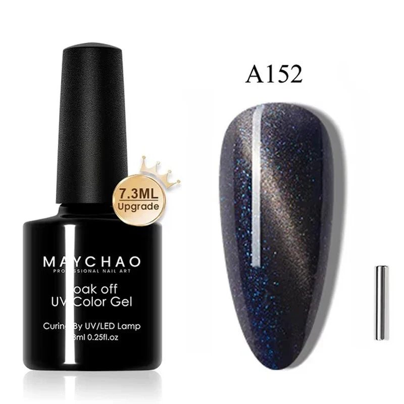 MAYCHAORomantic Galaxy Cat Eye Gel Nail Polish With Magnet Soak off UV Holographic Magnetic Rainbow Gel Polish for Nail Manicure Blushimmer