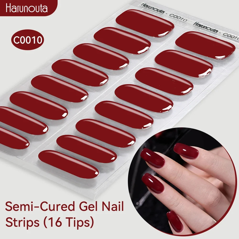 Gradient Auroras Semi Cured Gel Nail Strips Sparkly Shinning DIY Gel Polish Stickers for Nails Works with UV/LED Nail Lamps Blushimmer