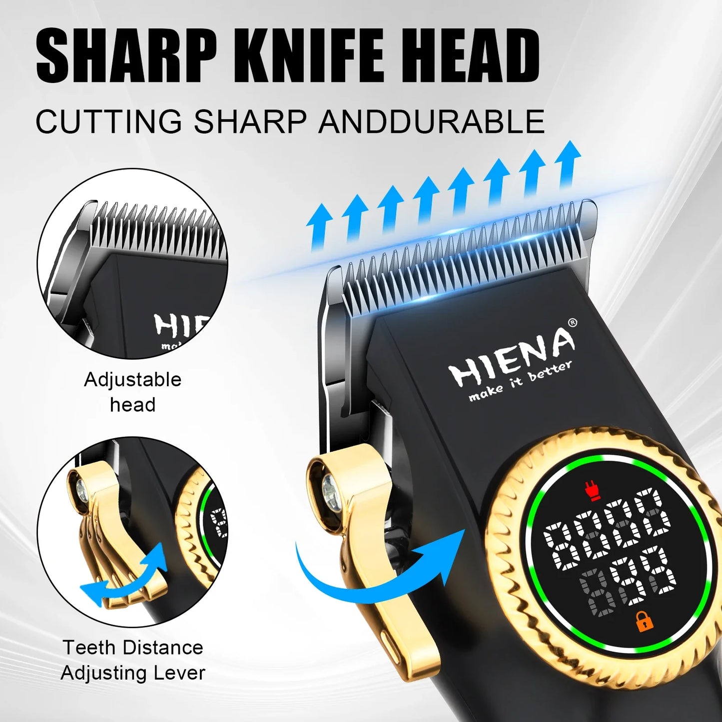 HIENA Hair Cutting Machine USB Rechargeable Hair Clippers for Men Set for Barber Men Trimmers Ideal for Home Electric Shaver Noventix