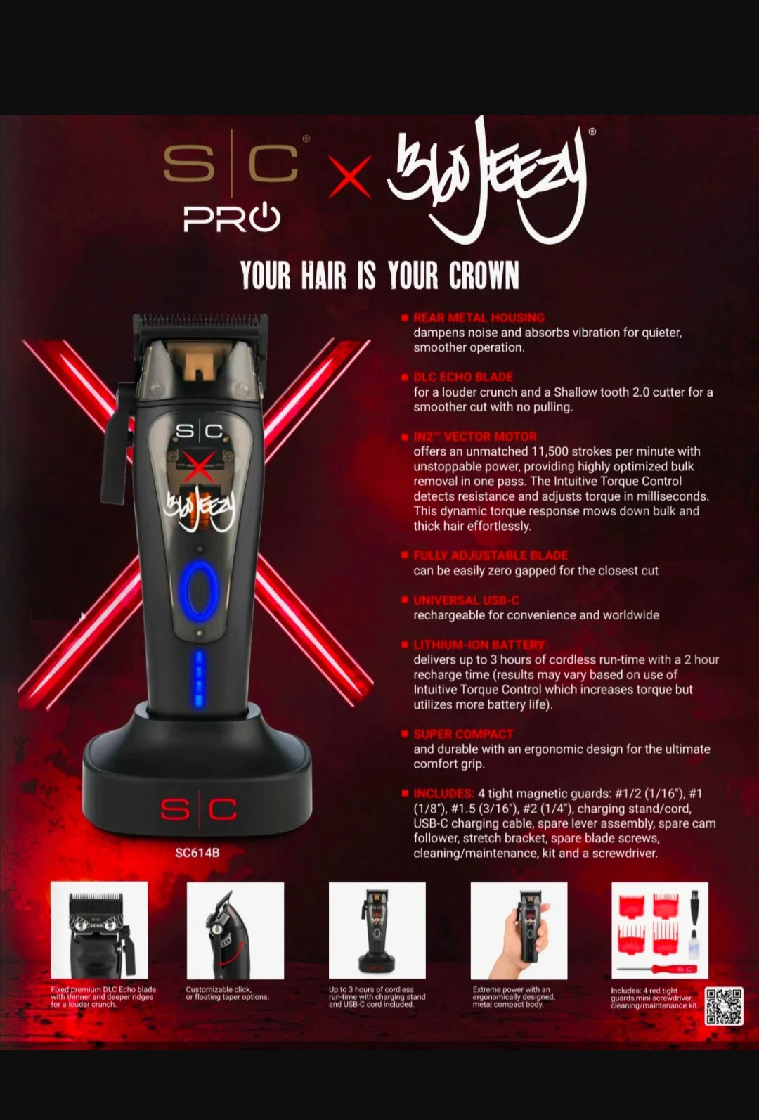 S|C x 360 Jeezy Professional Hair Clipper with IN2 Vector Motor