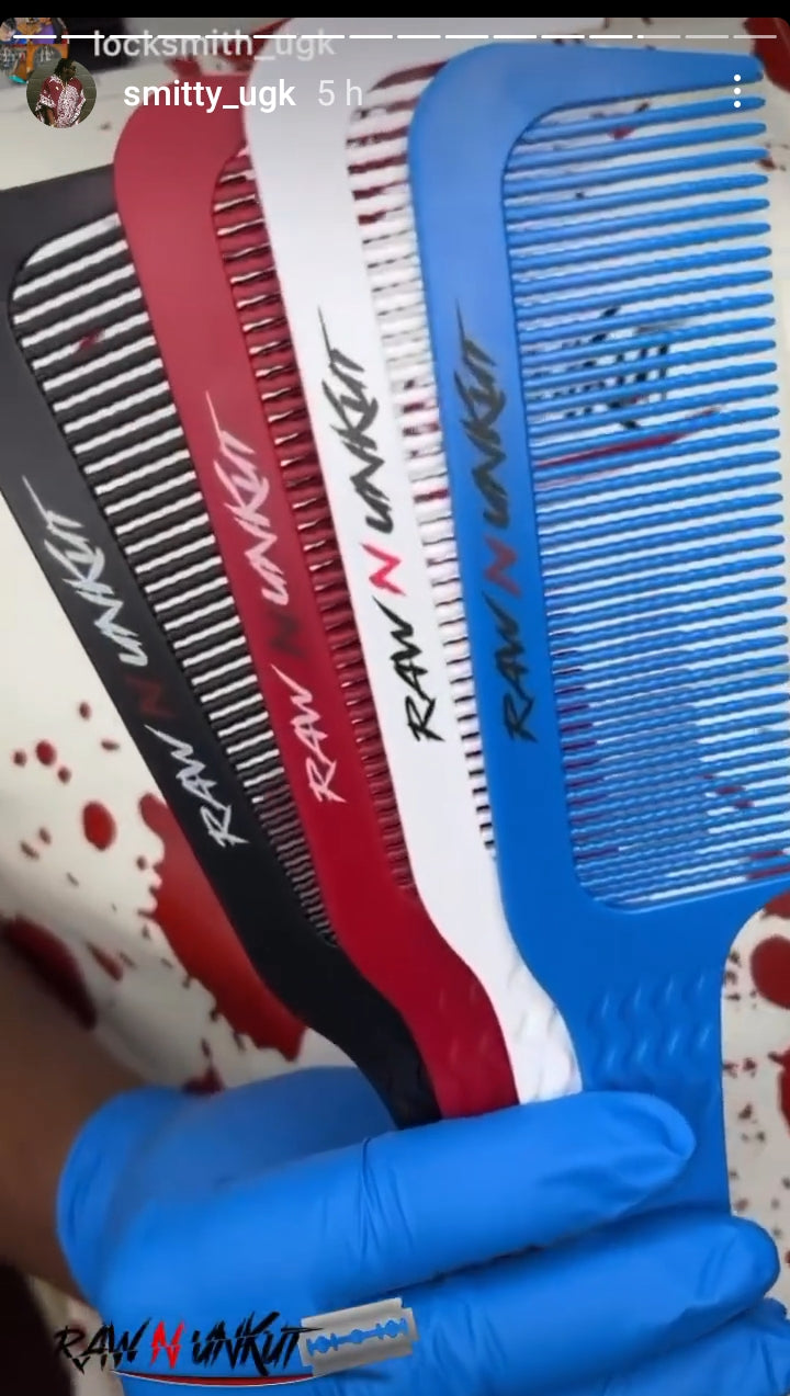 Raw N Unkut Professional Barber Comb Set Gripper Razor and Parting RAW N UNKUT