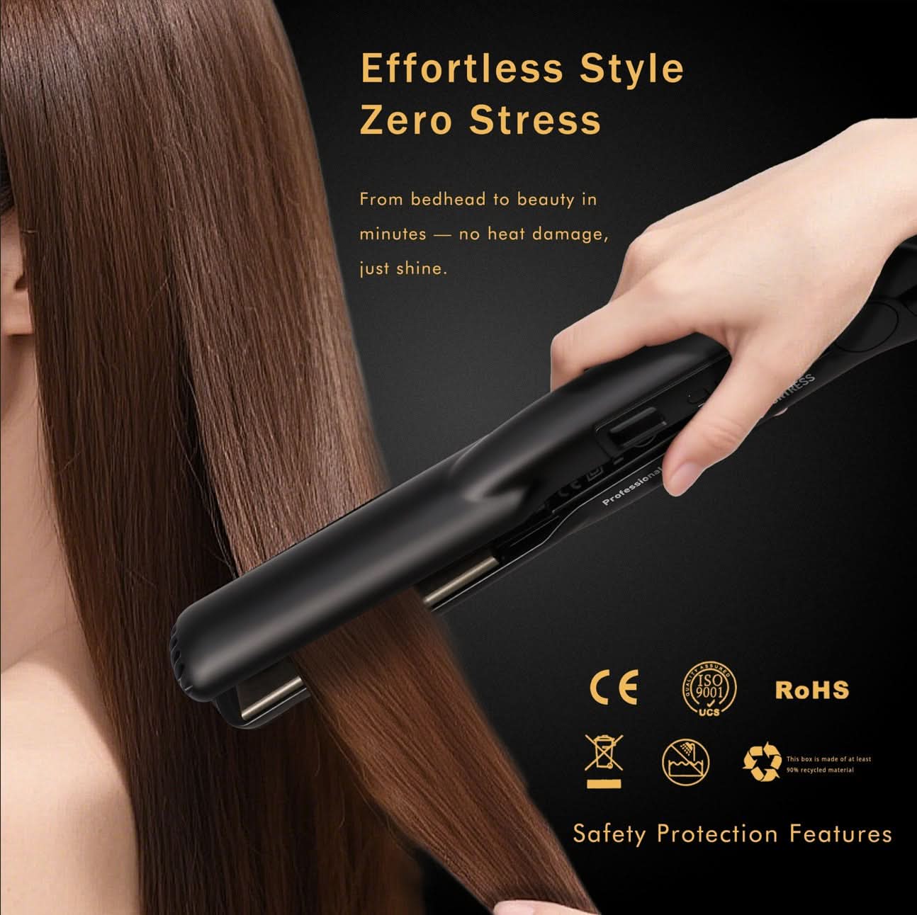 Eagle Fortress Ceramic Hair Straightener (Black) The Beauty Box