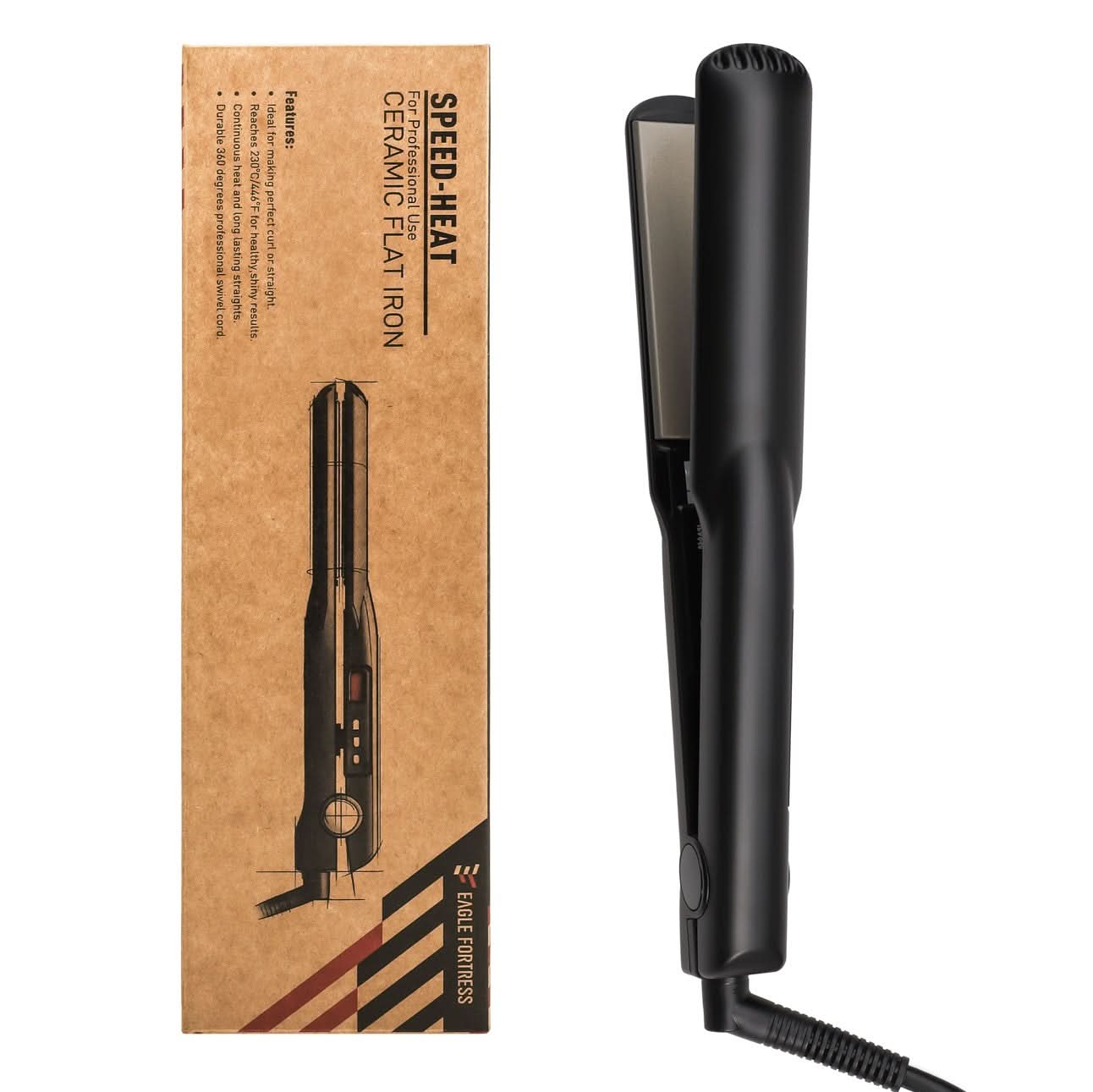 Eagle Fortress Ceramic Hair Straightener (Black) The Beauty Box