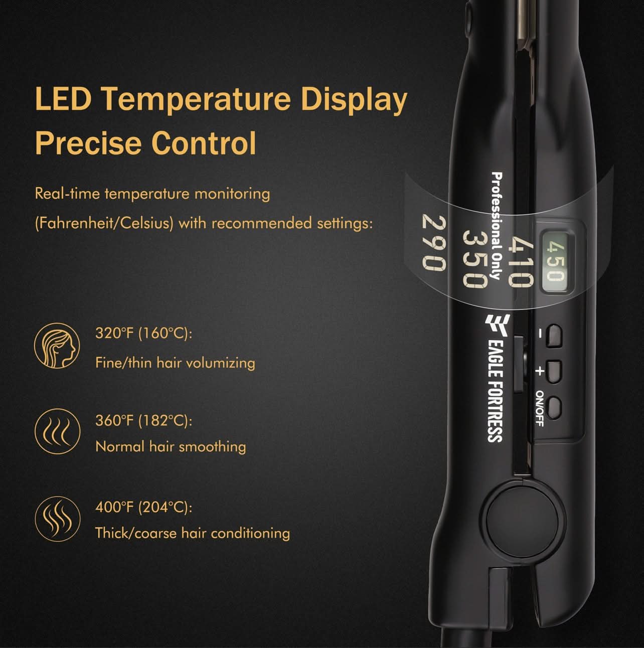Eagle Fortress Ceramic Hair Straightener (Black) The Beauty Box