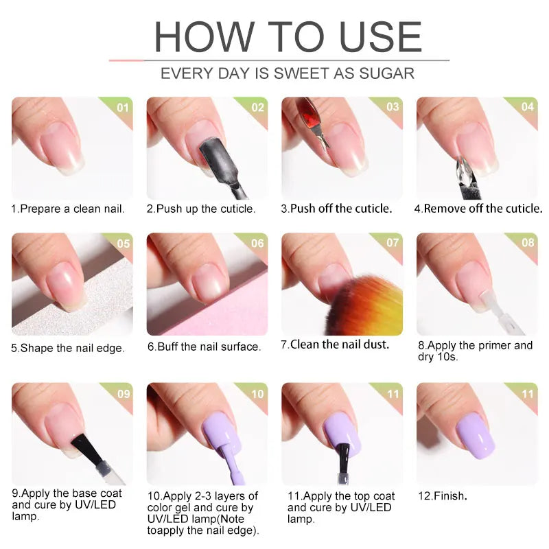 LIMEGIRL 12Pcs Gel Nail Polish Set 8ML Semi-Permanent Varn UV Nail Gel Art Manicure with Mini LED Lamp Gel Nail Polish Set Blushimmer