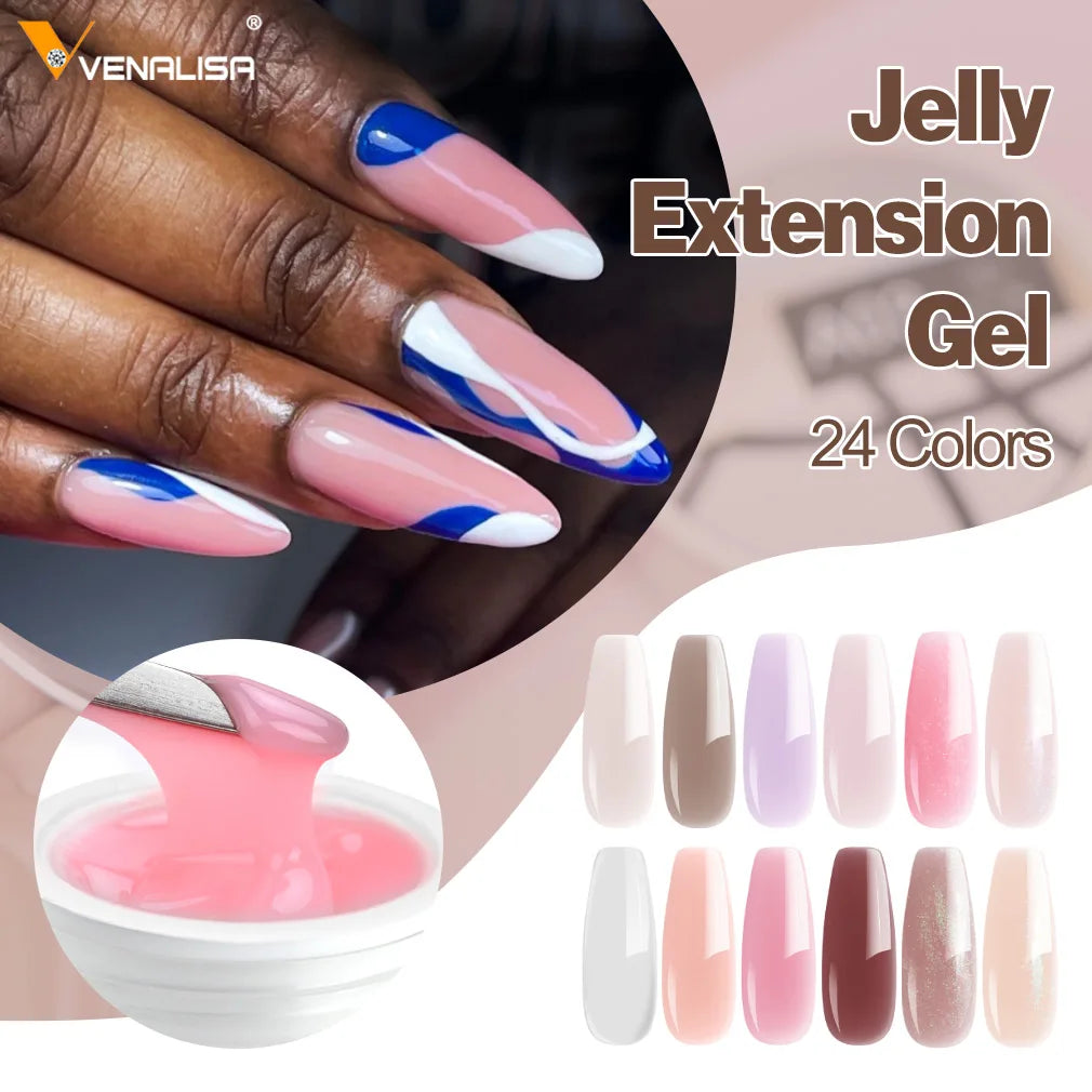 50ml TPO Free Jelly Nail Extension Gel Nail Builder French Nail Gum Venalisa Clear Natural Color Soak Off UV Construction Gel Blushimmer