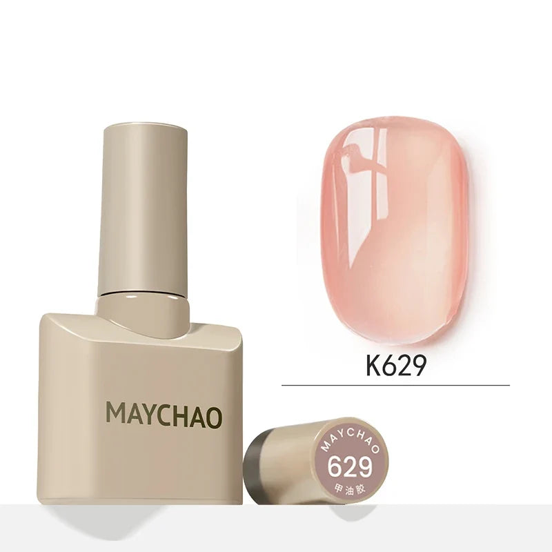MAYCHAO 12ml Jelly Gel Nail Polish Semi Permanent Top Coat Soak Off UV LED Gel Art Nail Varnish Manicure Long Lasting Nail Gel Blushimmer