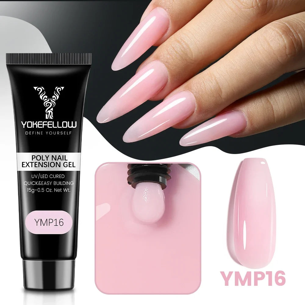 YOKEFELLOW 15g Jelly Extension Gel Nail Polish Nude Pink Clear Building Construct Extend Gel Soak Off UV LED Acrylic Gel Varnish Blushimmer