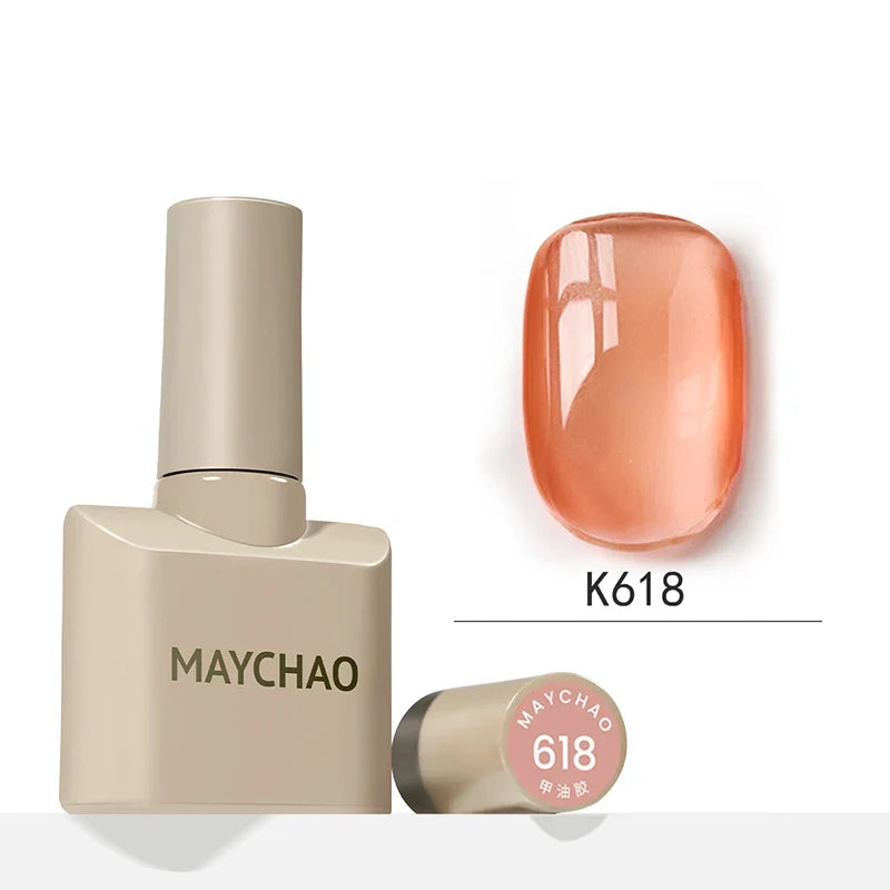 MAYCHAO 12ml Jelly Gel Nail Polish Semi Permanent Top Coat Soak Off UV LED Gel Art Nail Varnish Manicure Long Lasting Nail Gel Blushimmer