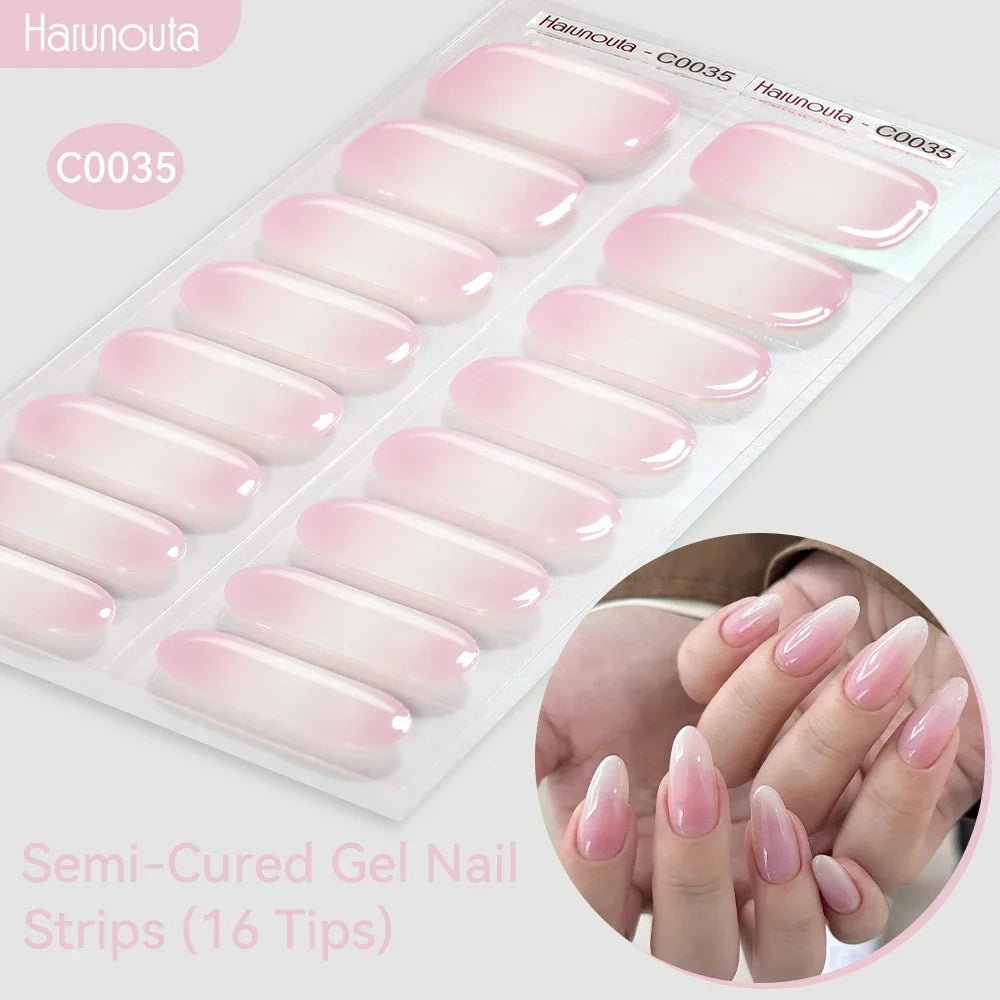 Gradient Auroras Semi Cured Gel Nail Strips Sparkly Shinning DIY Gel Polish Stickers for Nails Works with UV/LED Nail Lamps Blushimmer
