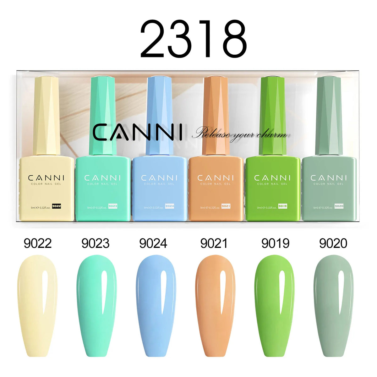 6pcs*9ml CANNI HEMA FREE Nail Gel Polish Set Gorgeous Color Semi Permanent Pigmented Painting Gel Soak off UV LED Gel Nails Kit Blushimmer