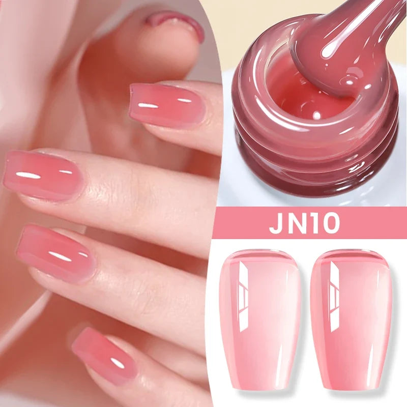 BORN PRETTY Jelly Nude Gel Nail Polish 10ml Light Pink Peach Translucent Color UV Light Cure Gel Varnish Nail Art DIY at Home Blushimmer
