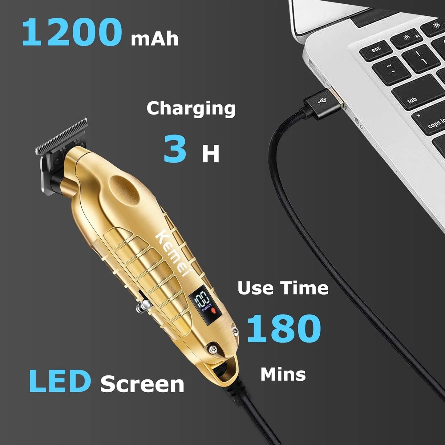 Kemei 2293 Men Zero Gapped Cordless Hair Clipper Professional Hair Beard Trimmer Barber Rechargeable Finish Hair Cutting Machine Noventix