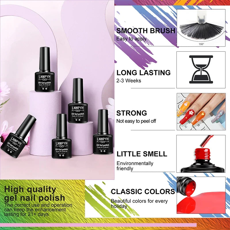 Professional Nail Gel Set, Manicure Tools Kit And Nail Lamp 18 Colors Varnish UV Gel Nail Polish Kit Contains Nail Drill Machine Blushimmer