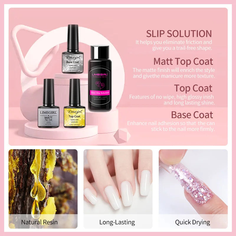 limegirl 15ml Extension Nail Gel Set 6W LED Lamp Full Manicure Set Finger Extend Mold Nail Kit All For Quick Extension Tool Kit Blushimmer