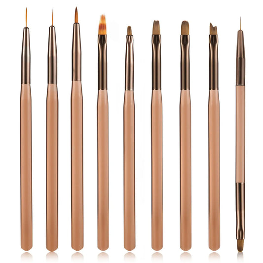 9PCS UV Gel Nail Brush Liner DIY Painting Pen Manicure Acrylic Drawing Brush for Nail Art Design Nails Tip Display Painting Tool WTN Essentials