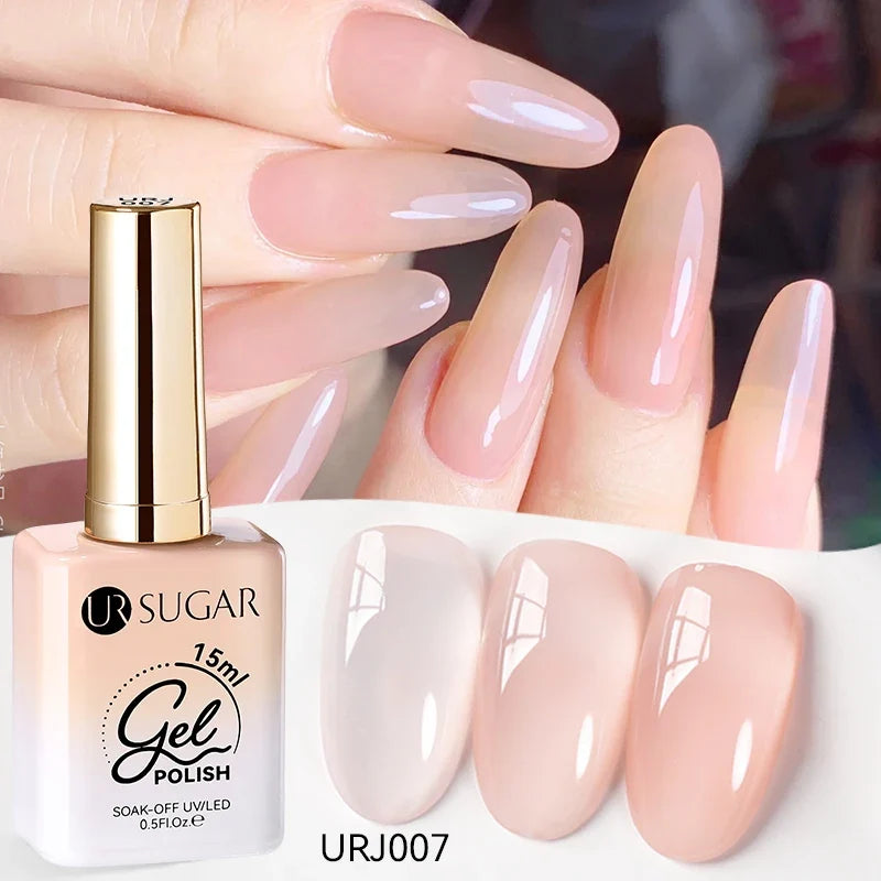 UR SUGAR 15ml Jelly Milky White Translucent Color Gel Polish Semi Permanent UV Gel Nail Art Soak Off Gel Varnish Latest Fashion Blushimmer