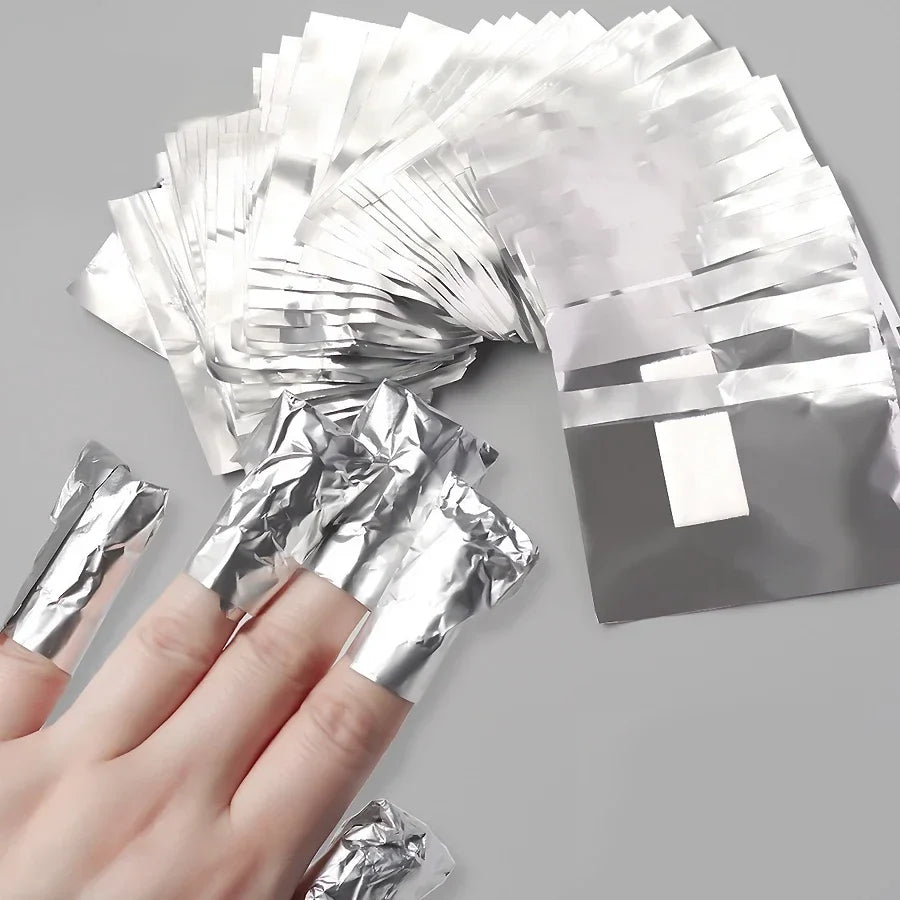 100Pcs Bag Aluminium Foil Nail Art Soak Off Polish Nail Removal Wraps Towel Gel  Remover Manicure Tool Blushimmer
