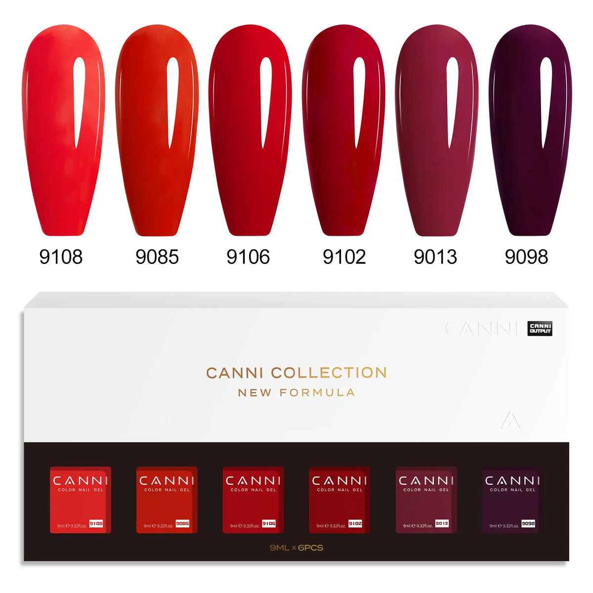 6pcs*9ml CANNI HEMA FREE Nail Gel Polish Set Gorgeous Color Semi Permanent Pigmented Painting Gel Soak off UV LED Gel Nails Kit Blushimmer