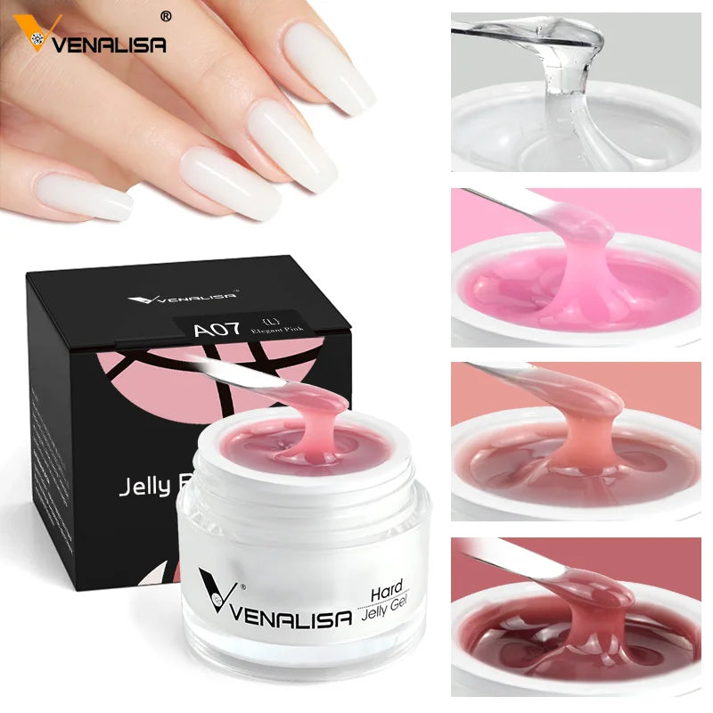 50ml TPO Free Jelly Nail Extension Gel Nail Builder French Nail Gum Venalisa Clear Natural Color Soak Off UV Construction Gel Blushimmer