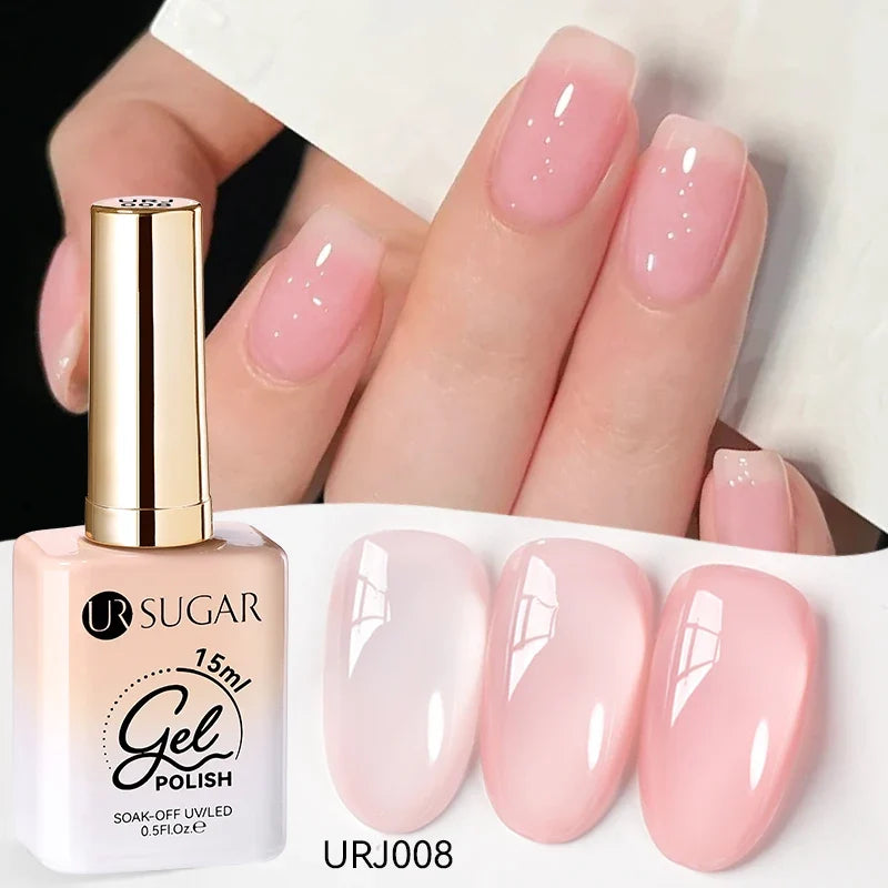 UR SUGAR 15ml Jelly Milky White Translucent Color Gel Polish Semi Permanent UV Gel Nail Art Soak Off Gel Varnish Latest Fashion Blushimmer