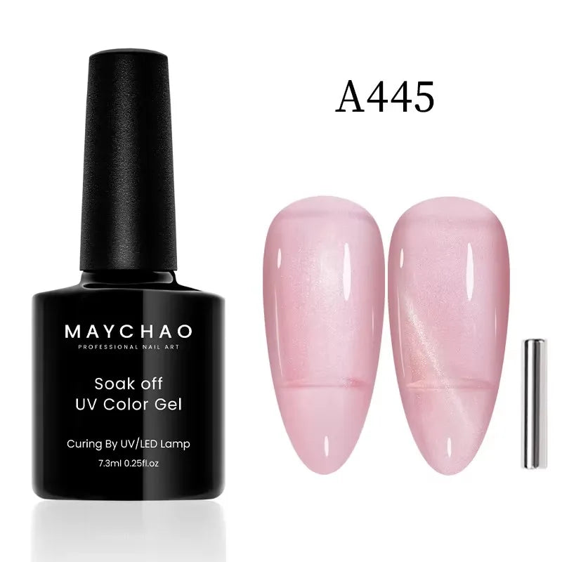 MAYCHAORomantic Galaxy Cat Eye Gel Nail Polish With Magnet Soak off UV Holographic Magnetic Rainbow Gel Polish for Nail Manicure Blushimmer