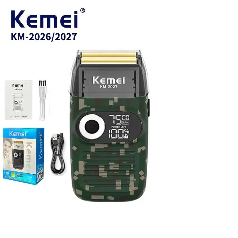 Kemei 2026 2027 Electric Reciprocating Razors Rechargeable Barber Bald Head Foil Shaver Cordless Beard Trimmer Shaving Machine Noventix