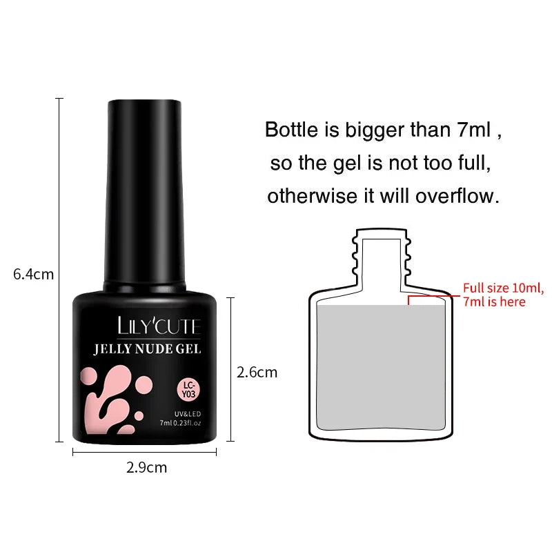 LILYCUTE 6PCS/SET 7ml Jelly Pink Nude Translucent Gel Nail Polish Set Semi Permanent Soak Off Nail Art Manicure Gel Set Blushimmer