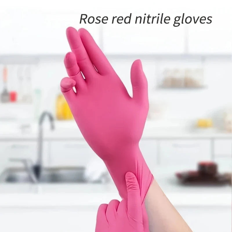 Fuchsia Nitrile Disposable Gloves 20/100PCS 3-mil Powder & Latex Free Household Cleaning Gloves for Cooking Kitchen Esthetician WTN Essentials
