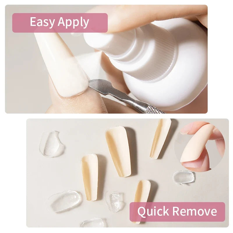 RSNAIL 100ml Nail Glue Remover for Press On Nails Solid Nail Glue Gel On Fake Nail Tips Acrylic Nail Can't Remove Gel Nail Polis Blushimmer