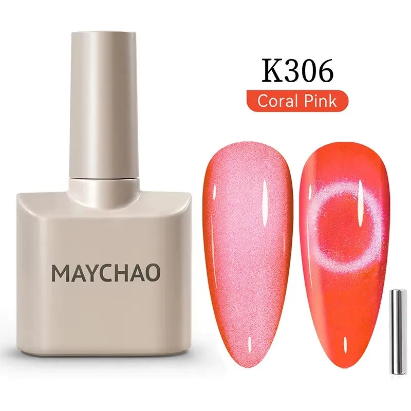 MAYCHAORomantic Galaxy Cat Eye Gel Nail Polish With Magnet Soak off UV Holographic Magnetic Rainbow Gel Polish for Nail Manicure Blushimmer