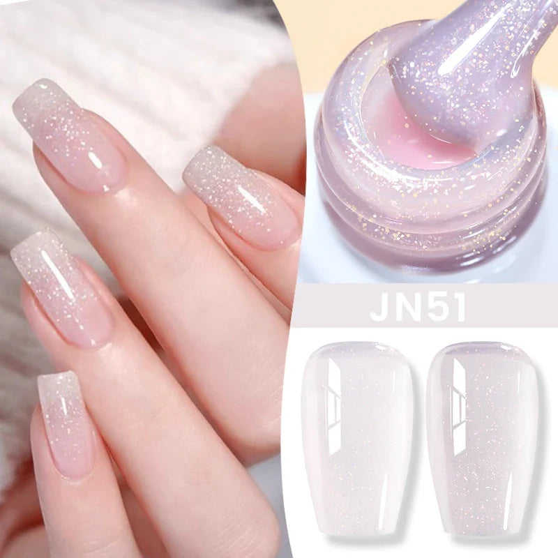 BORN PRETTY Jelly Nude Gel Nail Polish 10ml Light Pink Peach Translucent Color UV Light Cure Gel Varnish Nail Art DIY at Home Blushimmer