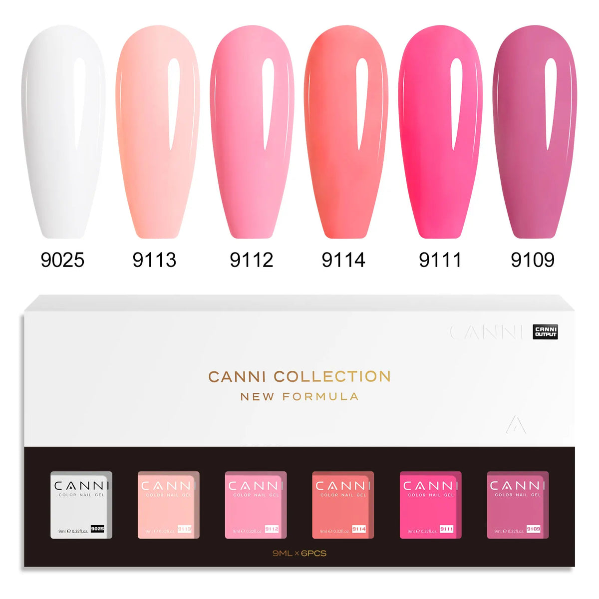 6pcs*9ml CANNI HEMA FREE Nail Gel Polish Set Gorgeous Color Semi Permanent Pigmented Painting Gel Soak off UV LED Gel Nails Kit Blushimmer
