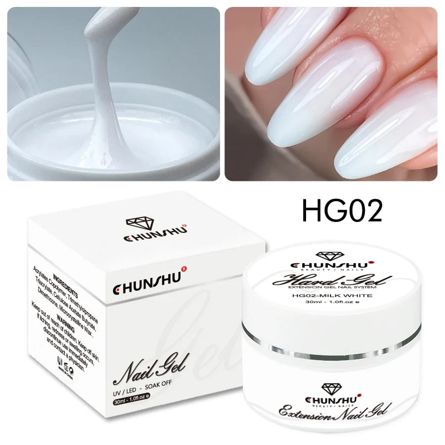 30ML Hard Gel For Nail Extension Milky White Builder Constructor Gel Self Leveling Reinforcement Nail Gels Camouflage Manicure Blushimmer