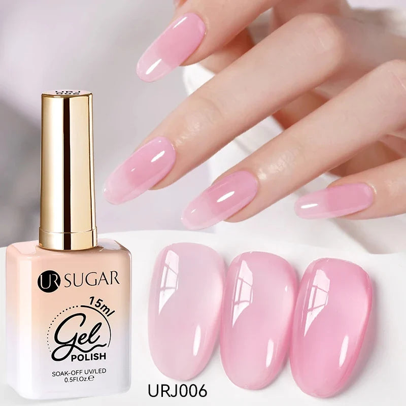 UR SUGAR 15ml Jelly Milky White Translucent Color Gel Polish Semi Permanent UV Gel Nail Art Soak Off Gel Varnish Latest Fashion Blushimmer