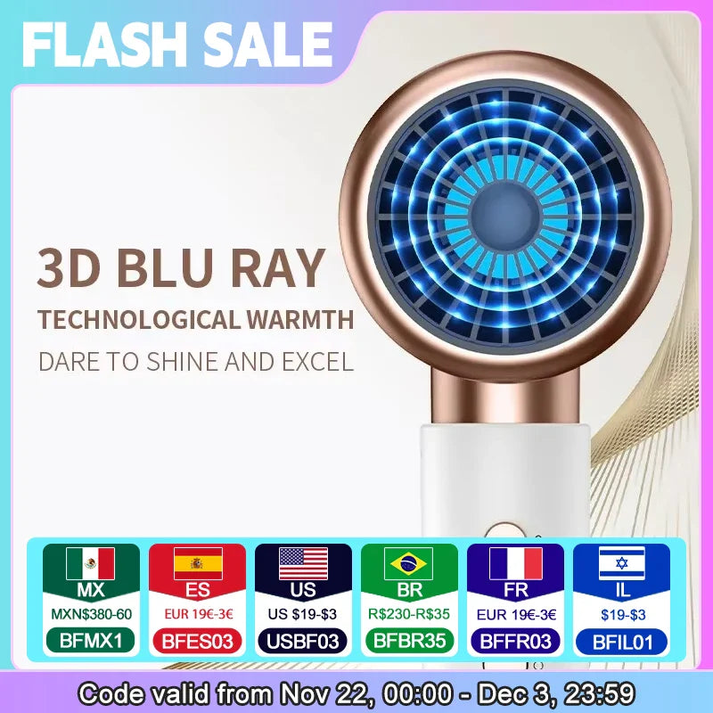 Hair Dryer, High-Speed Electric Turbine Airflow, Low Noise, Constant Temperature And Quick Drying, Suitable For Home Salons. WTN Essentials