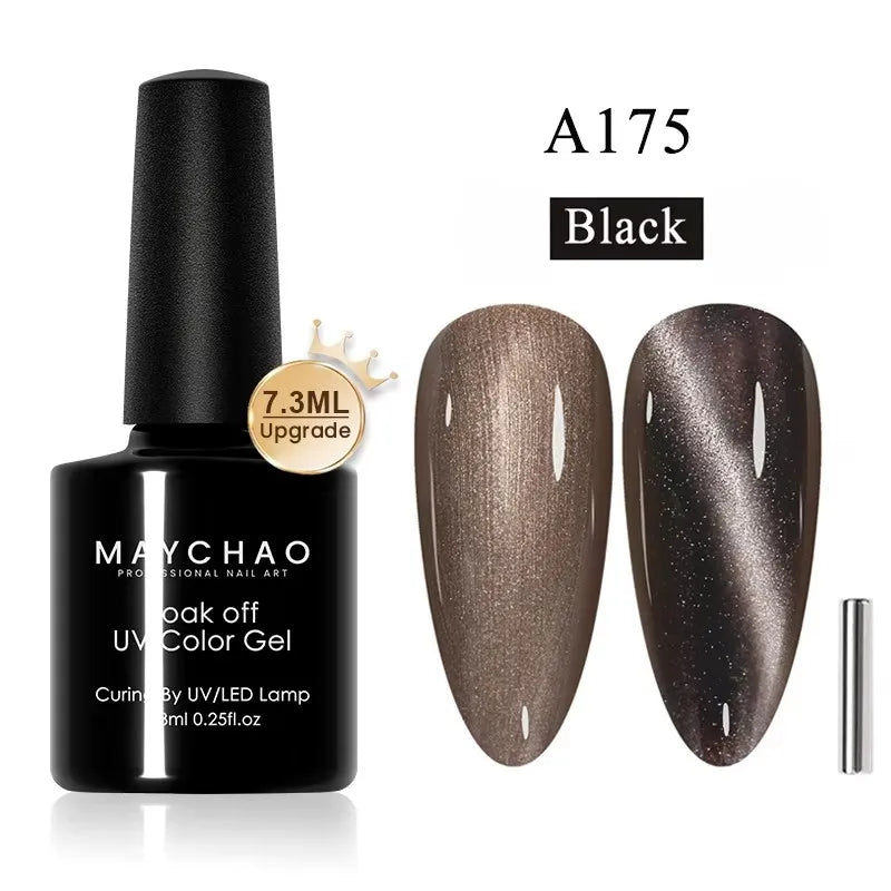 MAYCHAORomantic Galaxy Cat Eye Gel Nail Polish With Magnet Soak off UV Holographic Magnetic Rainbow Gel Polish for Nail Manicure Blushimmer