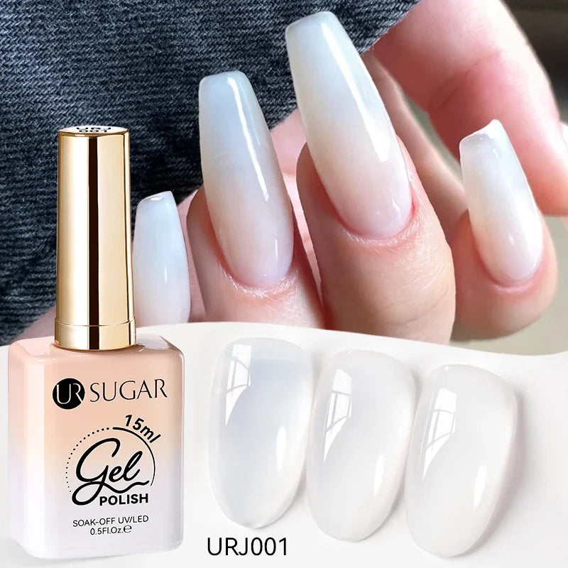 UR SUGAR 15ml Jelly Milky White Translucent Color Gel Polish Semi Permanent UV Gel Nail Art Soak Off Gel Varnish Latest Fashion Blushimmer