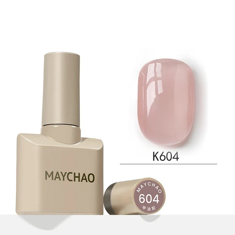 MAYCHAO 12ml Jelly Gel Nail Polish Semi Permanent Top Coat Soak Off UV LED Gel Art Nail Varnish Manicure Long Lasting Nail Gel Blushimmer