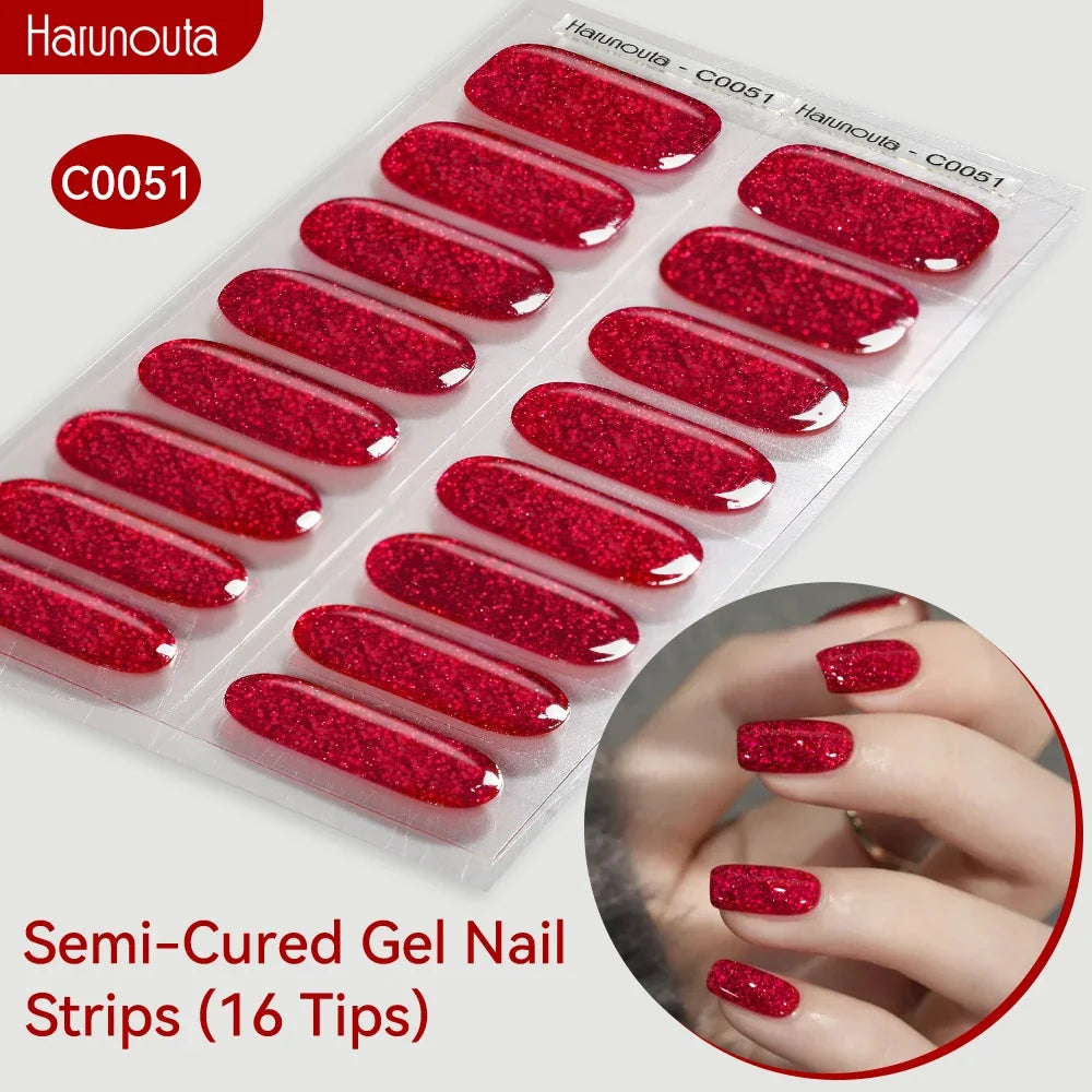 Gradient Auroras Semi Cured Gel Nail Strips Sparkly Shinning DIY Gel Polish Stickers for Nails Works with UV/LED Nail Lamps Blushimmer